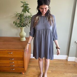 American Vintage Gray Babydoll Long Sleeve Dress for Casual Occasions